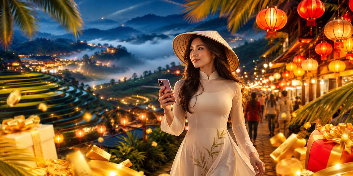 Khung cảnh mua sắm và giải trí di động tại chợ đêm Sapa